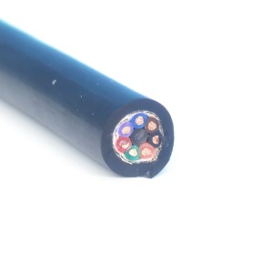 Black PUR jacket Shielded 7 core underwater cable for ROV power and control 