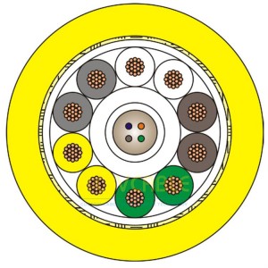 Fiber optic hybrid cable 4x9/125 +10X0,34 mm2 